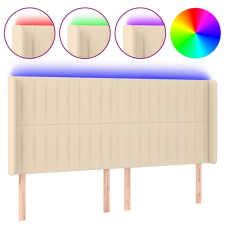 vidaXL krémszínű szövet LED-es fejtámla szárnyakkal 163x16x118/128 cm (3124297) ágy és ágykellék