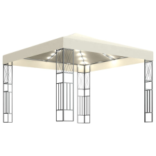 vidaXL krémszínű szövet pavilon fényfüzérrel 3 x 3 m kerti bútor