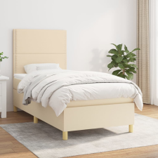 vidaXL krémszínű szövet rugós ágy matraccal 100 x 200 cm ágy és ágykellék