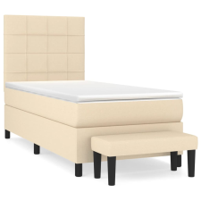 vidaXL krémszínű szövet rugós ágy matraccal 100 x 200 cm (3136578) ágy és ágykellék