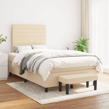 vidaXL krémszínű szövet rugós ágy matraccal 120 x 200 cm ágy és ágykellék