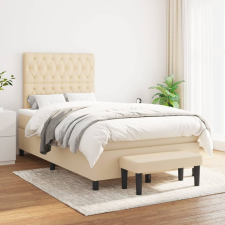 vidaXL krémszínű szövet rugós ágy matraccal 120 x 200 cm ágy és ágykellék