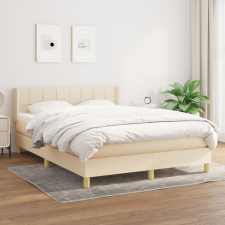 vidaXL krémszínű szövet rugós ágy matraccal 140 x 190 cm ágy és ágykellék