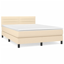 vidaXL krémszínű szövet rugós ágy matraccal 140 x 190 cm (3140134) ágy és ágykellék