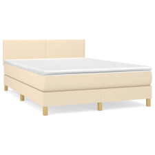 vidaXL krémszínű szövet rugós ágy matraccal 140 x 190 cm (3140454) ágy és ágykellék