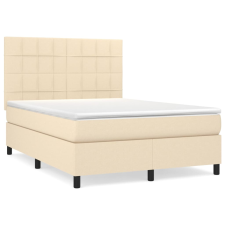 vidaXL krémszínű szövet rugós ágy matraccal 140 x 190 cm (3141774) ágy és ágykellék