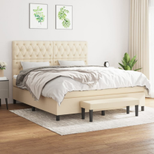 vidaXL krémszínű szövet rugós ágy matraccal 160 x 200 cm ágy és ágykellék