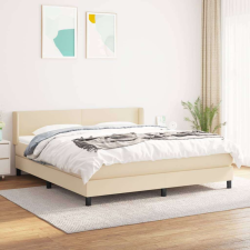 vidaXL krémszínű szövet rugós ágy matraccal 160 x 200 cm ágy és ágykellék