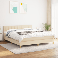 vidaXL Krémszínű szövet rugós ágy matraccal 180 x 200 cm ágy és ágykellék