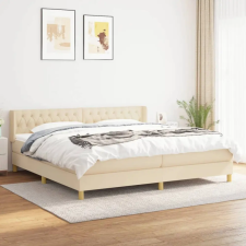 vidaXL krémszínű szövet rugós ágy matraccal 200 x 200 cm ágy és ágykellék