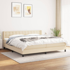 vidaXL krémszínű szövet rugós ágy matraccal 200 x 200 cm ágy és ágykellék