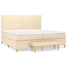vidaXL krémszínű szövet rugós ágy matraccal 200 x 200 cm ágy és ágykellék
