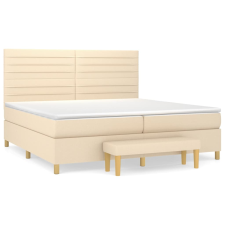 vidaXL krémszínű szövet rugós ágy matraccal 200 x 200 cm ágy és ágykellék