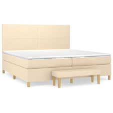 vidaXL krémszínű szövet rugós ágy matraccal 200 x 200 cm ágy és ágykellék