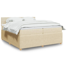 vidaXL krémszínű szövet rugós ágy matraccal 200 x 200 cm ágy és ágykellék