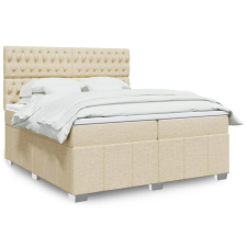 vidaXL krémszínű szövet rugós ágy matraccal 200 x 200 cm ágy és ágykellék
