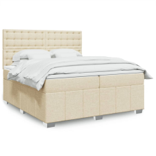 vidaXL krémszínű szövet rugós ágy matraccal 200 x 200 cm ágy és ágykellék
