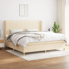 vidaXL krémszínű szövet rugós ágy matraccal 200 x 200 cm ágy és ágykellék