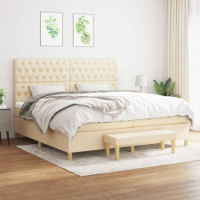 vidaXL krémszínű szövet rugós ágy matraccal 200 x 200 cm ágy és ágykellék