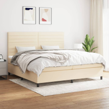 vidaXL krémszínű szövet rugós ágy matraccal 200 x 200 cm ágy és ágykellék