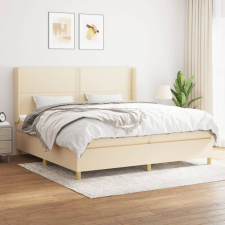 vidaXL krémszínű szövet rugós ágy matraccal 200 x 200 cm ágy és ágykellék
