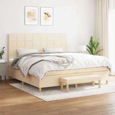 vidaXL krémszínű szövet rugós ágy matraccal 200 x 200 cm ágy és ágykellék