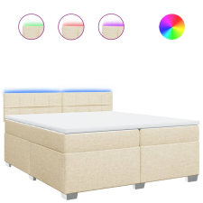 vidaXL krémszínű szövet rugós ágy matraccal 200 x 200 cm (3288300) ágy és ágykellék