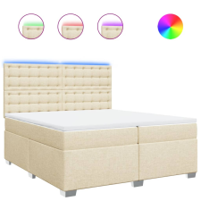 vidaXL krémszínű szövet rugós ágy matraccal 200 x 200 cm (3292914) ágy és ágykellék
