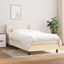 vidaXL Krémszínű szövet rugós ágy matraccal 90 x 190 cm ágy és ágykellék