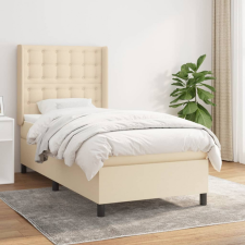 vidaXL Krémszínű szövet rugós ágy matraccal 90 x 190 cm ágy és ágykellék