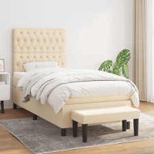 vidaXL krémszínű szövet rugós ágy matraccal 90 x 190 cm ágy és ágykellék