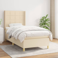 vidaXL Krémszínű szövet rugós ágy matraccal 90 x 200 cm ágy és ágykellék