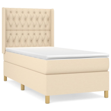 vidaXL krémszínű szövet rugós ágy matraccal 90 x 200 cm (3132206) ágy és ágykellék