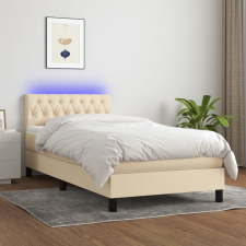 vidaXL krémszínű szövet rugós és LED-es ágy matraccal 100x200 cm ágy és ágykellék