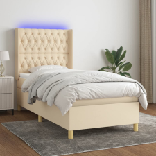 vidaXL krémszínű szövet rugós és LED-es ágy matraccal 100x200 cm ágy és ágykellék