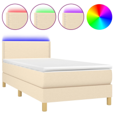 vidaXL krémszínű szövet rugós és LED-es ágy matraccal 100x200 cm (3133618) ágy és ágykellék