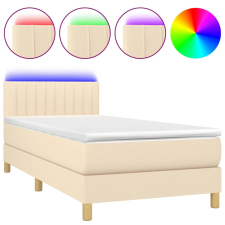 vidaXL krémszínű szövet rugós és LED-es ágy matraccal 100x200 cm (3133858) ágy és ágykellék