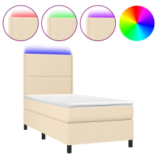 vidaXL krémszínű szövet rugós és LED-es ágy matraccal 100x200 cm (3134778) ágy és ágykellék
