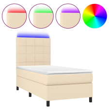 vidaXL krémszínű szövet rugós és LED-es ágy matraccal 100x200 cm (3134858) ágy és ágykellék