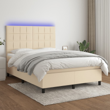 vidaXL krémszínű szövet rugós és LED-es ágy matraccal 140x190cm ágy és ágykellék
