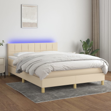 vidaXL krémszínű szövet rugós és LED-es ágy matraccal 140x190cm ágy és ágykellék
