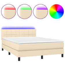vidaXL krémszínű szövet rugós és LED-es ágy matraccal 140x190cm (3133154) ágy és ágykellék