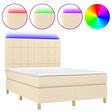 vidaXL krémszínű szövet rugós és LED-es ágy matraccal 140x190cm (3135434) ágy és ágykellék