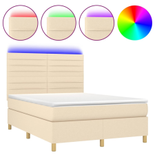 vidaXL krémszínű szövet rugós és LED-es ágy matraccal 140x190cm (3135514) ágy és ágykellék