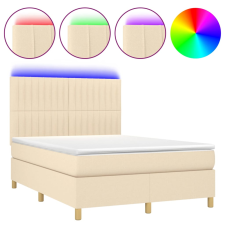 vidaXL krémszínű szövet rugós és LED-es ágy matraccal 140x190cm (3135594) ágy és ágykellék