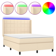 vidaXL krémszínű szövet rugós és LED-es ágy matraccal 140x190cm (3138314) ágy és ágykellék