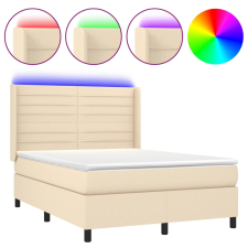 vidaXL krémszínű szövet rugós és LED-es ágy matraccal 140x190cm (3138394) ágy és ágykellék