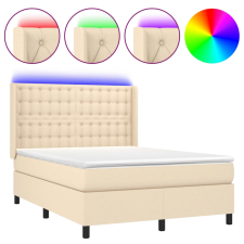 vidaXL krémszínű szövet rugós és LED-es ágy matraccal 140x190cm (3138634) ágy és ágykellék