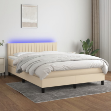 vidaXL krémszínű szövet rugós és LED-es ágy matraccal 140x200 cm ágy és ágykellék