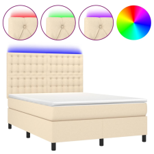 vidaXL krémszínű szövet rugós és LED-es ágy matraccal 140x200 cm (3135202) ágy és ágykellék